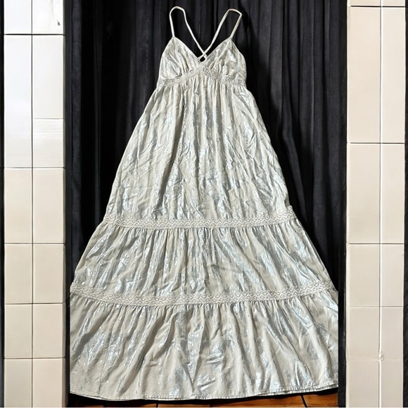 Mossimo Supply Co.  Maxi Dress ivory with metallic Silver Size Small - Picture 2 of 12